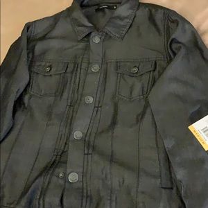 Steel blue color lightweight jacket, metal buttons